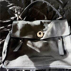 Yves Saint Laurent Black Textured Satchel